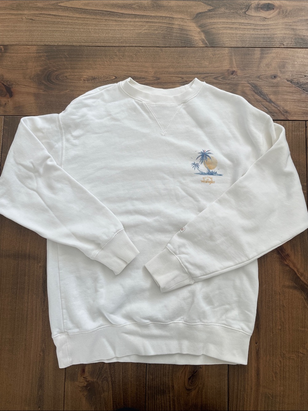 Billabong White Crewneck Sweatshirt with Palm & Sun Graphic